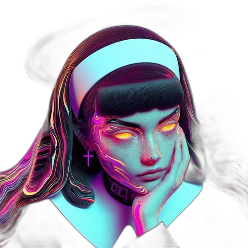 mask, face, crown, jewelry, cyberpunk, vaporwave, fantasy art, concept art transparent PNG cut-out