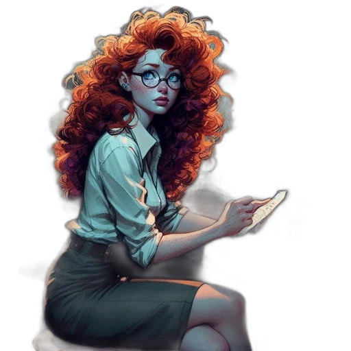 staff, crown, dress, hair, concept art, fantasy art, comic book art, cartoon transparent PNG cut-out