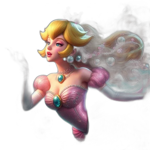dress, staff, jewelry, concept art, fantasy art, 3d render, pixel art, underwater transparent PNG cut-out