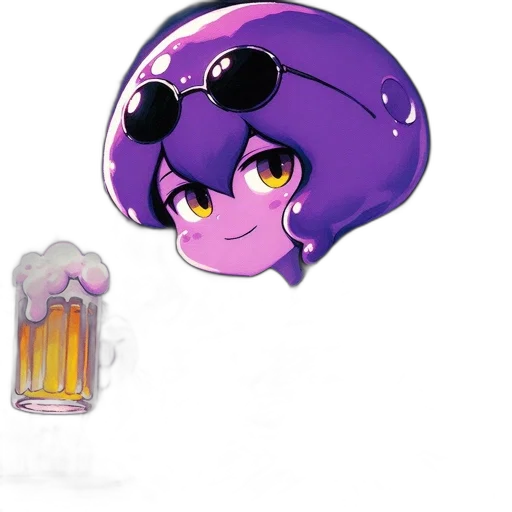 bottle, hat, crown, jacket, vaporwave, concept art, anime, cartoon transparent PNG cut-out