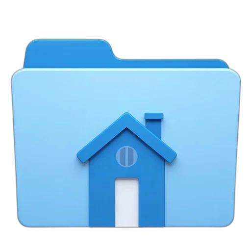 building, furniture, 3d render, blue, stylized, icon, folder, background transparent PNG cut-out