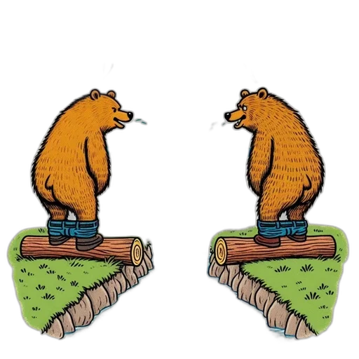 jacket, concept art, pixel art, cartoon, 3d render, two, talking, bears transparent PNG cut-out