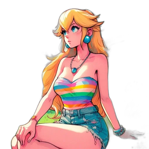 dress, crown, pixel art, watercolor, concept art, vaporwave, pastel, colorful transparent PNG cut-out