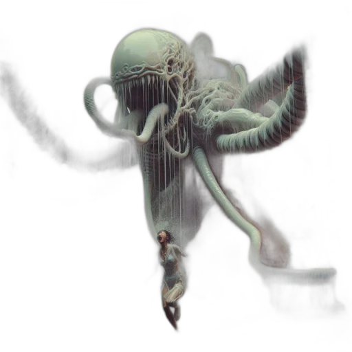 creature, robot, staff, weapon, concept art, fantasy art, 3d render, watercolor transparent PNG cut-out