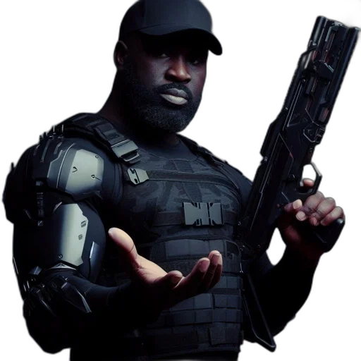 weapon, staff, concept art, pixel art, imposing, figure, clad, tactical transparent PNG cut-out
