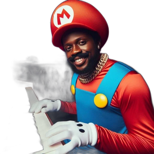 robot, hat, animal, concept art, man, dressed, mario, nintendo transparent PNG cut-out