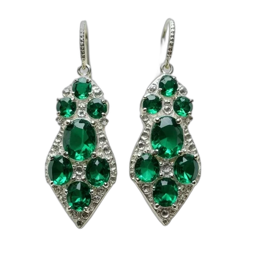 jewelry, green, pair, earrings, gemstone, design, have, silver transparent PNG cut-out
