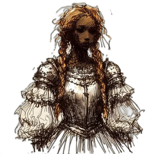 dress, hair, staff, crown, concept art, fantasy art, pixel art, watercolor transparent PNG cut-out