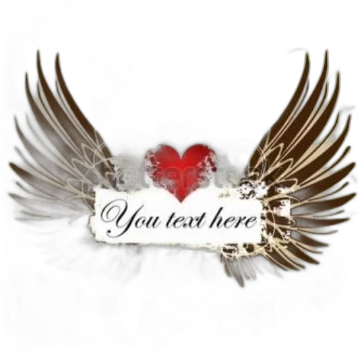 jewelry, vintage-style, graphic, wings, red, heart, placeholder, text transparent PNG cut-out