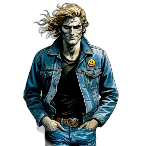 jacket, comic book art, concept art, cartoon, cyberpunk, male, figure, blonde transparent PNG cut-out