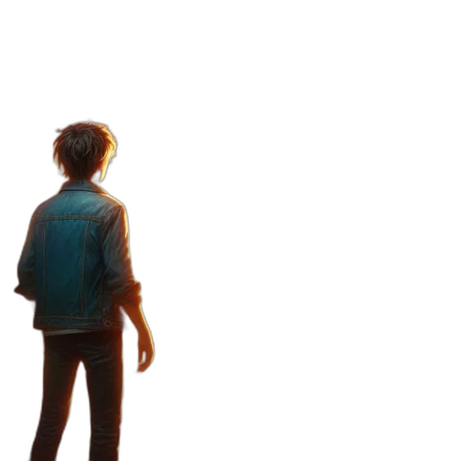 jacket, robot, weapon, creature, concept art, pixel art, 3d render, vaporwave transparent PNG cut-out