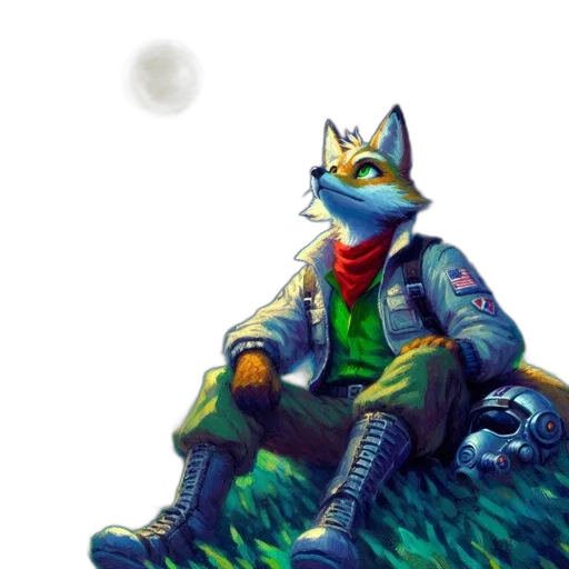 jacket, staff, animal, creature, pixel art, concept art, fantasy art, comic book art transparent PNG cut-out