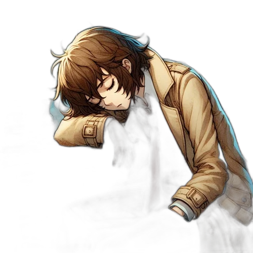 jacket, mask, face, creature, concept art, watercolor, anime, pixel art transparent PNG cut-out