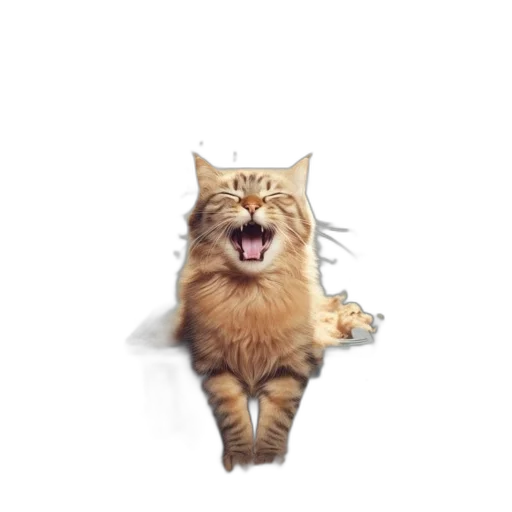 animal, staff, photorealistic, pixel art, concept art, cat, yawns, meows transparent PNG cut-out