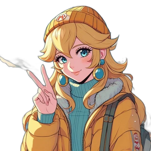 jacket, staff, weapon, face, anime, vaporwave, pixel art, cartoon transparent PNG cut-out