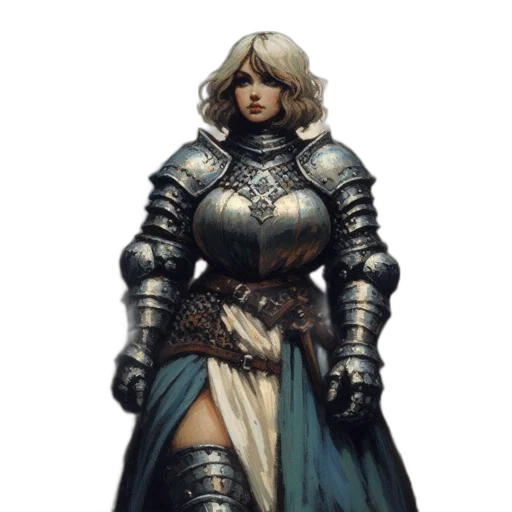 sword, dress, fantasy art, concept art, comic book art, pixel art, blue, monochrome transparent PNG cut-out