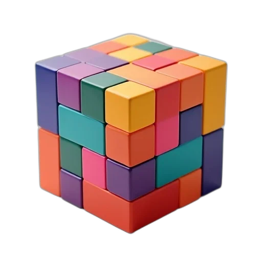 crown, 3d render, colorful, pastel, neon, squares, various, shades transparent PNG cut-out