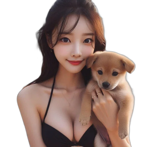animal, creature, photorealistic, oil painting, pixel art, fantasy art, woman, shiba transparent PNG cut-out