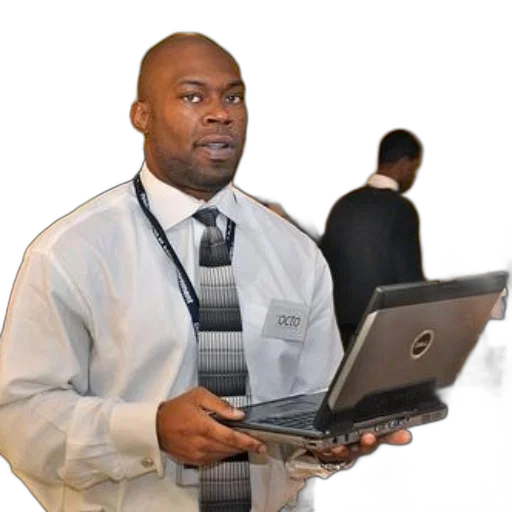staff, jacket, 3d render, man, white, shirt, tie, holds transparent PNG cut-out