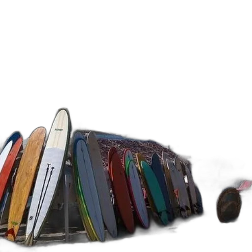 furniture, shoes, staff, weapon, 3d render, row, colorful, surfboards transparent PNG cut-out