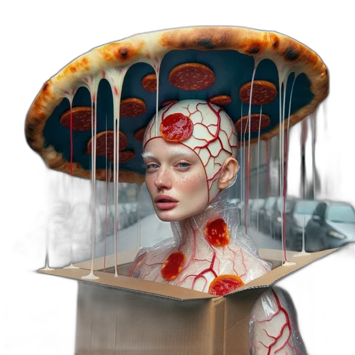 umbrella, food, face, hat, concept art, photorealistic, 3d render, fantasy art transparent PNG cut-out