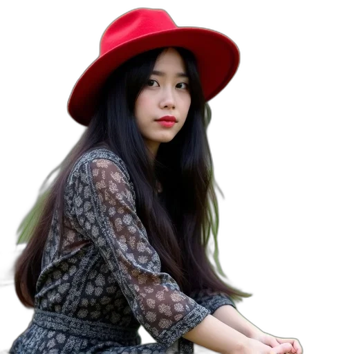 hat, dress, hair, jacket, photorealistic, oil painting, watercolor, 3d render transparent PNG cut-out