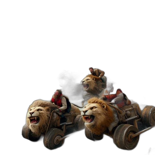 animal, car, concept art, 3d render, fantasy art, photorealistic, fire, snow transparent PNG cut-out