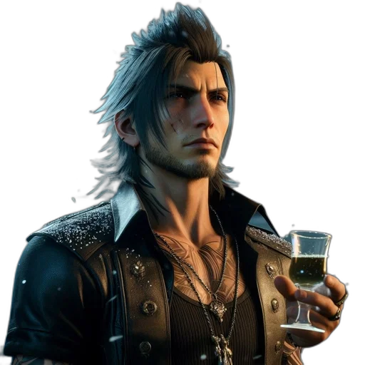 jacket, dragon, concept art, man, long, silver, hair, wears transparent PNG cut-out