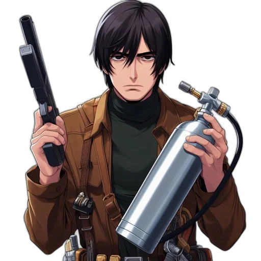 weapon, staff, jacket, sword, concept art, anime, pixel art, comic book art transparent PNG cut-out