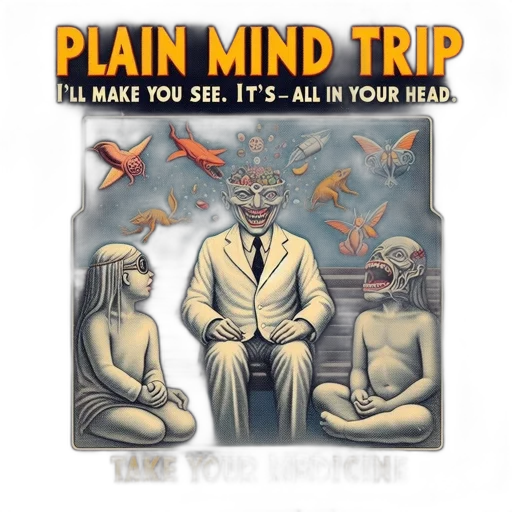 poster, plain, mind, trip, man, white, suit, sits transparent PNG cut-out