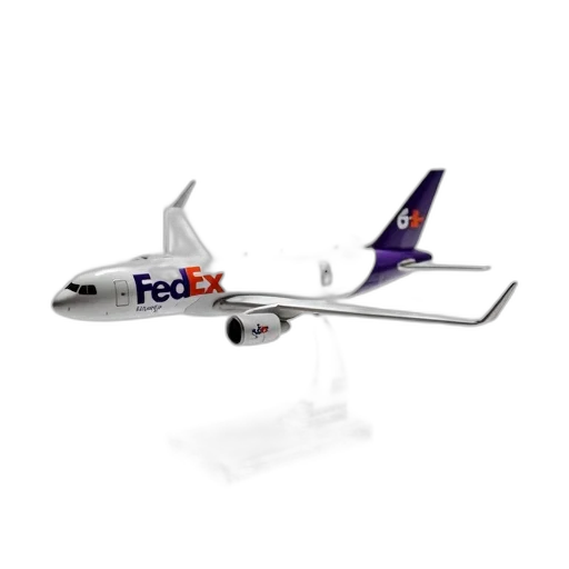 3d render, photorealistic, white, model, airplane, logo, fedex, side transparent PNG cut-out