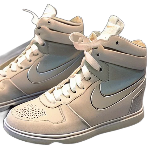 shoes, 3d render, vaporwave, photorealistic, concept art, pastel, glass, nike transparent PNG cut-out