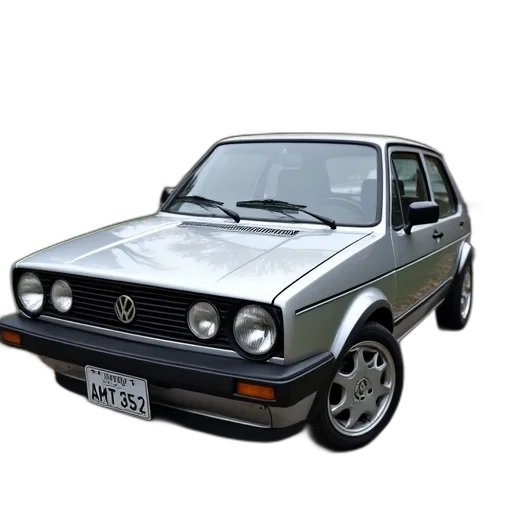 car, photorealistic, 3d render, concept art, silver, volkswagen, hatchback, parked transparent PNG cut-out
