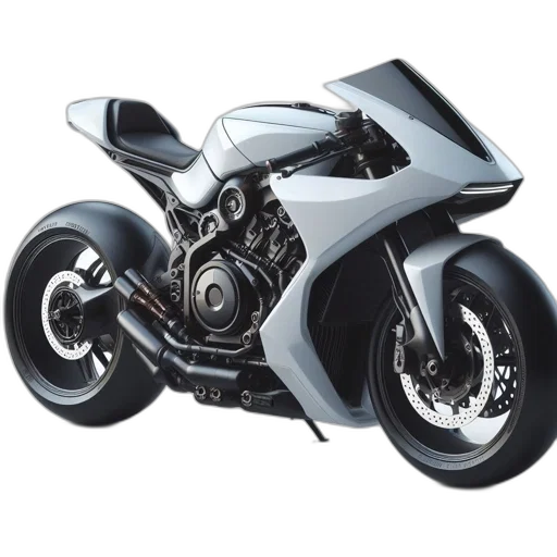 photorealistic, 3d render, pencil sketch, concept art, sleek, futuristic, motorcycle, white transparent PNG cut-out
