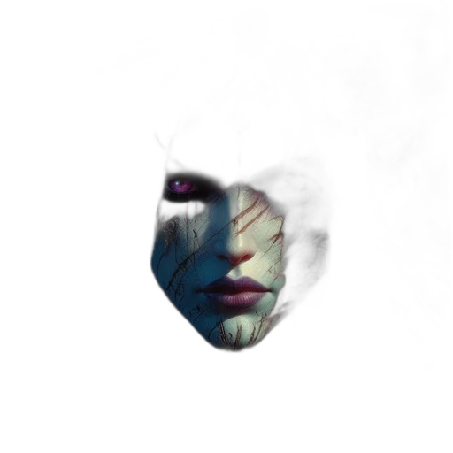 face, mask, creature, dragon, photorealistic, concept art, 3d render, vaporwave transparent PNG cut-out
