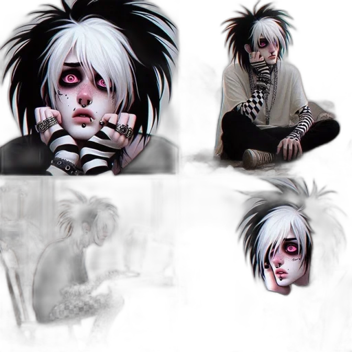 creature, concept art, comic book art, anime, fantasy art, neon lights, monochrome, dark transparent PNG cut-out