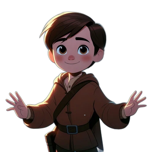 jacket, staff, face, creature, cartoon, concept art, 3d render, comic book art transparent PNG cut-out