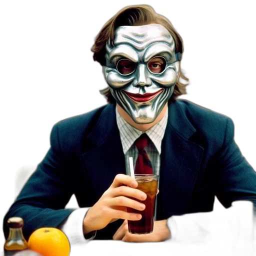 mask, face, concept art, comic book art, photorealistic, man, formal, suit transparent PNG cut-out