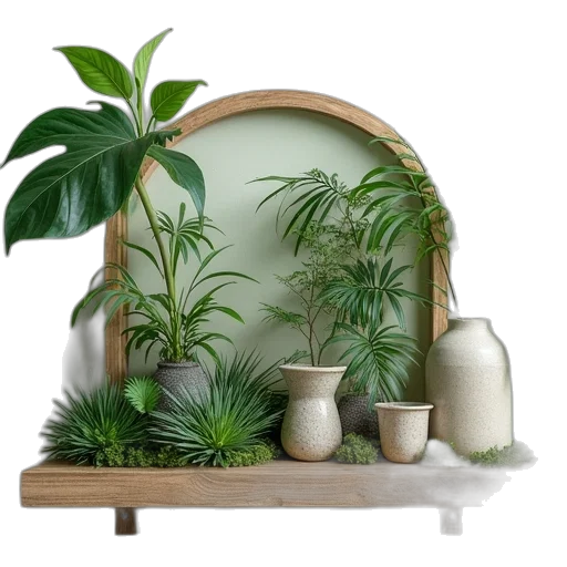 furniture, 3d render, photorealistic, concept art, forest, green, earth tones, ecos transparent PNG cut-out