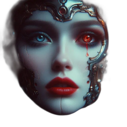 mask, face, robot, jewelry, fantasy art, photorealistic, 3d render, concept art transparent PNG cut-out
