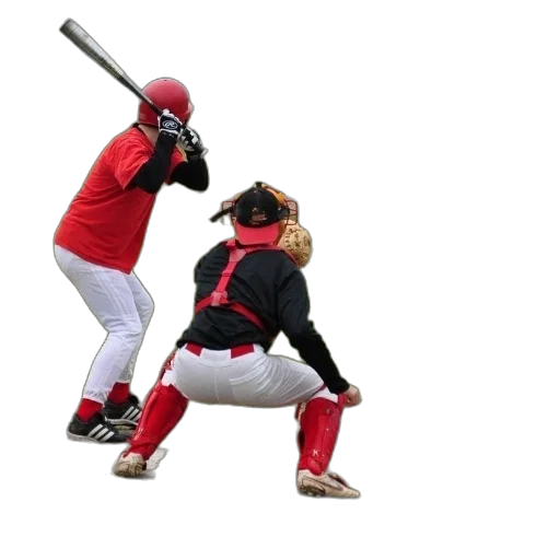 weapon, staff, baseball, player, red, getting, ready, hit transparent PNG cut-out