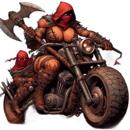 weapon, comic book art, concept art, fantasy art, red, two, muscular, figures transparent PNG cut-out