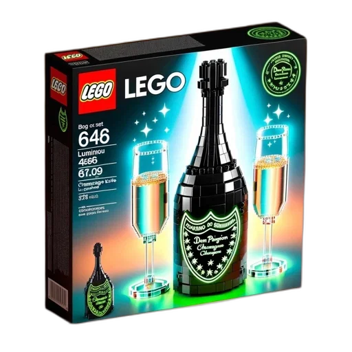 bottle, image, shows, box, lego, dom, rignon, champagne transparent PNG cut-out