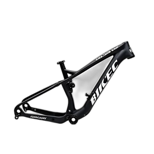 sleek, black, white, mountain, bike, frame, displayed, against transparent PNG cut-out
