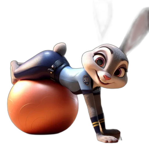 robot, animal, 3d render, concept art, photorealistic, cartoon, animated, rabbit transparent PNG cut-out