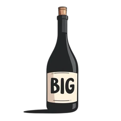bottle, food, 3d render, stylized, illustration, wine, cork, presented transparent PNG cut-out