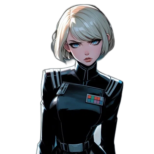 jacket, staff, robot, comic book art, concept art, cartoon, pixel art, dark transparent PNG cut-out