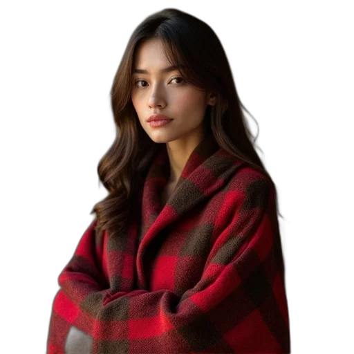 jacket, dress, face, photorealistic transparent PNG cut-out