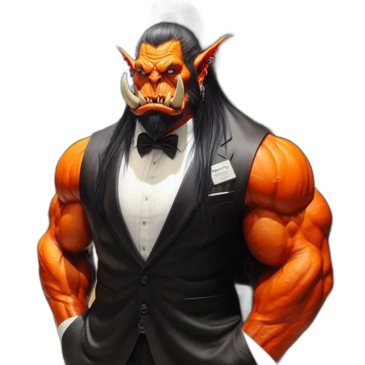 staff, concept art, 3d render, fantasy art, comic book art, anthropomorphic, orc-like, creature transparent PNG cut-out
