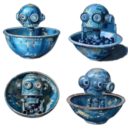 robot, concept art, 3d render, outer space, blue, four, artworks, feature transparent PNG cut-out